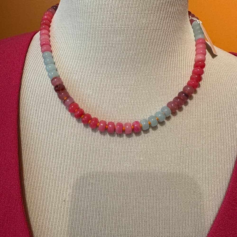 Park Lane Jewelry Sherbet necklace NEW!  pink and gray hand dyed jade stones